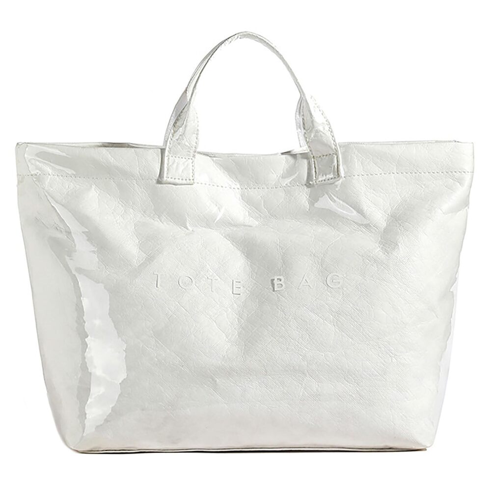6399 Paper Tote Bags with PVC Surface Top-handle Bag Vintage Clear Purses